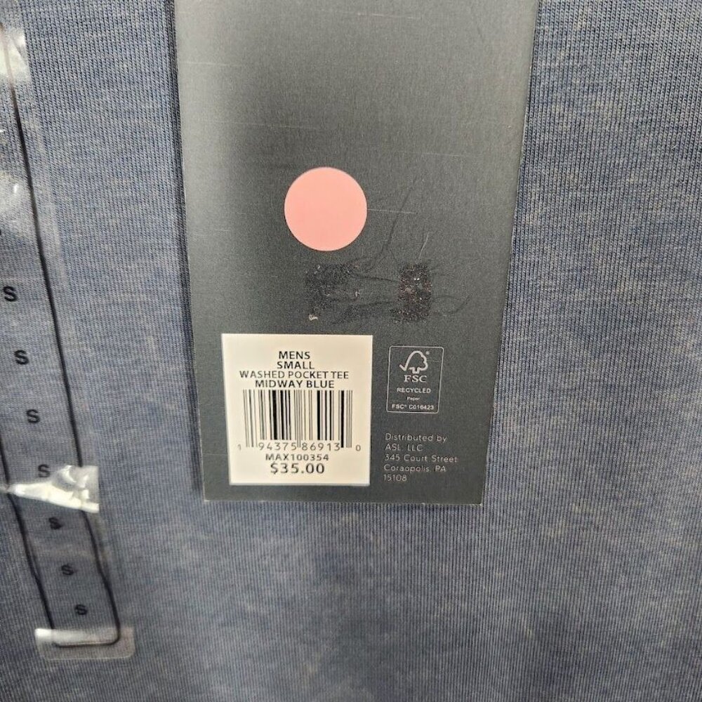 NWT VRST Men's Washed Pocket Tee in Midway Blue - Size Small - Picture 6 of 7